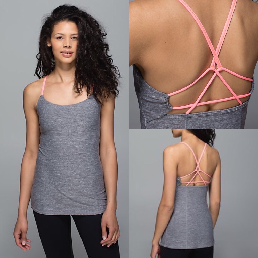 Lululemon Athletica Gray Tank Top with Pink Straps